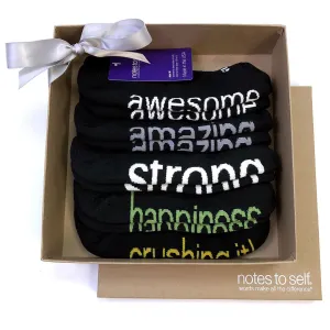 black socks themed 5-pair gift set in kraft keepsake box