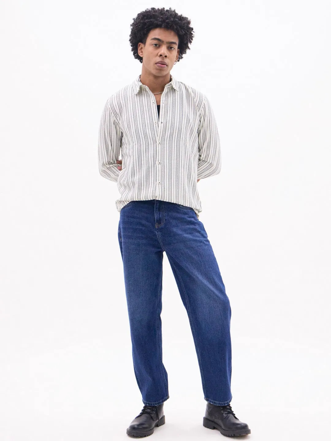 Black Striped Slim Fit Shirt