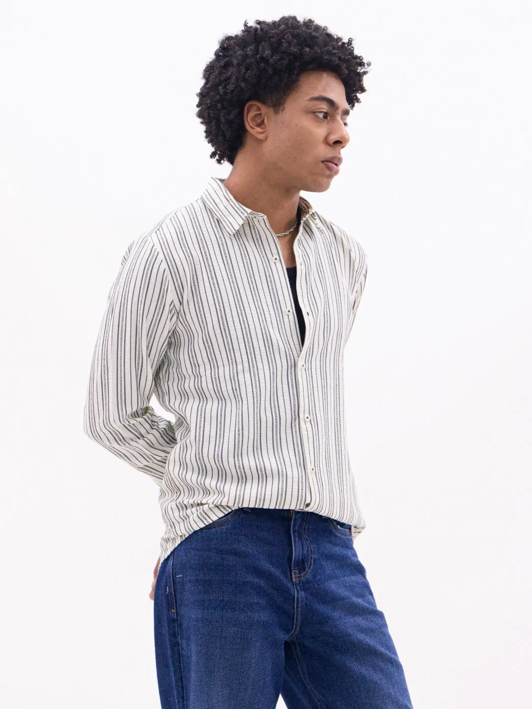 Black Striped Slim Fit Shirt