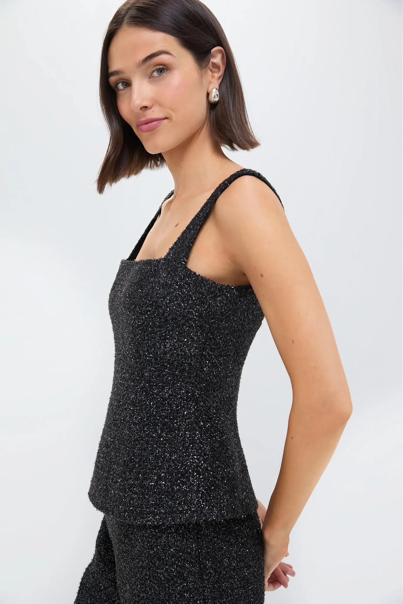 Black Trixie Disco Tweed Top