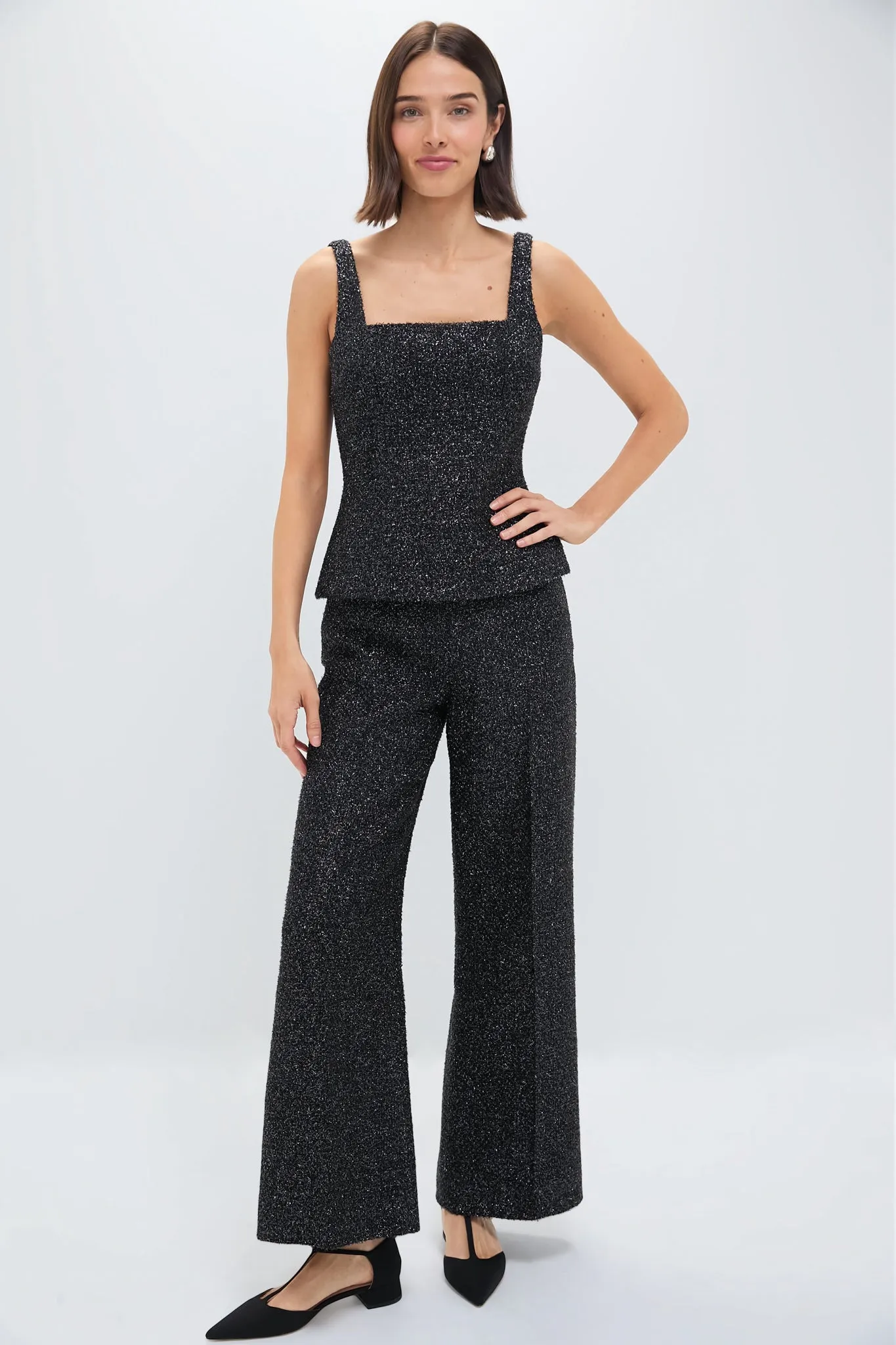 Black Trixie Disco Tweed Top