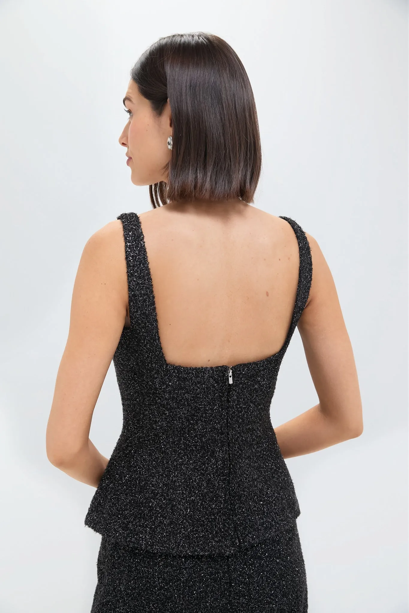 Black Trixie Disco Tweed Top