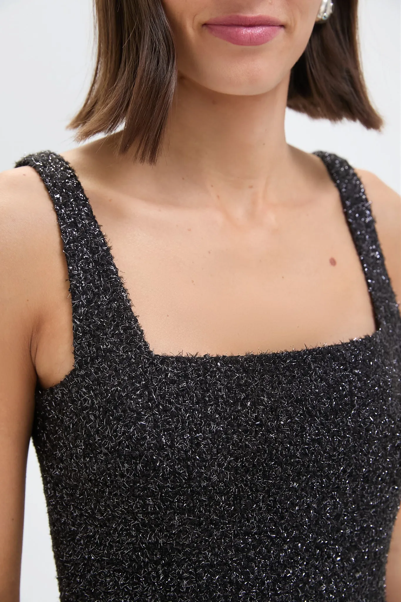 Black Trixie Disco Tweed Top