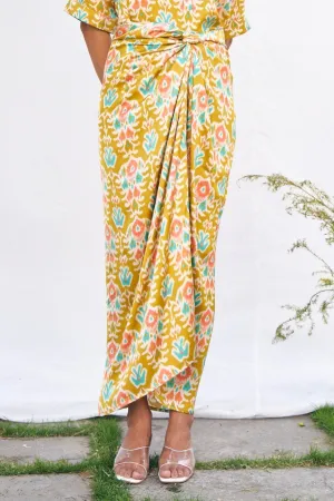 Blue Drape Skirt Co-ords