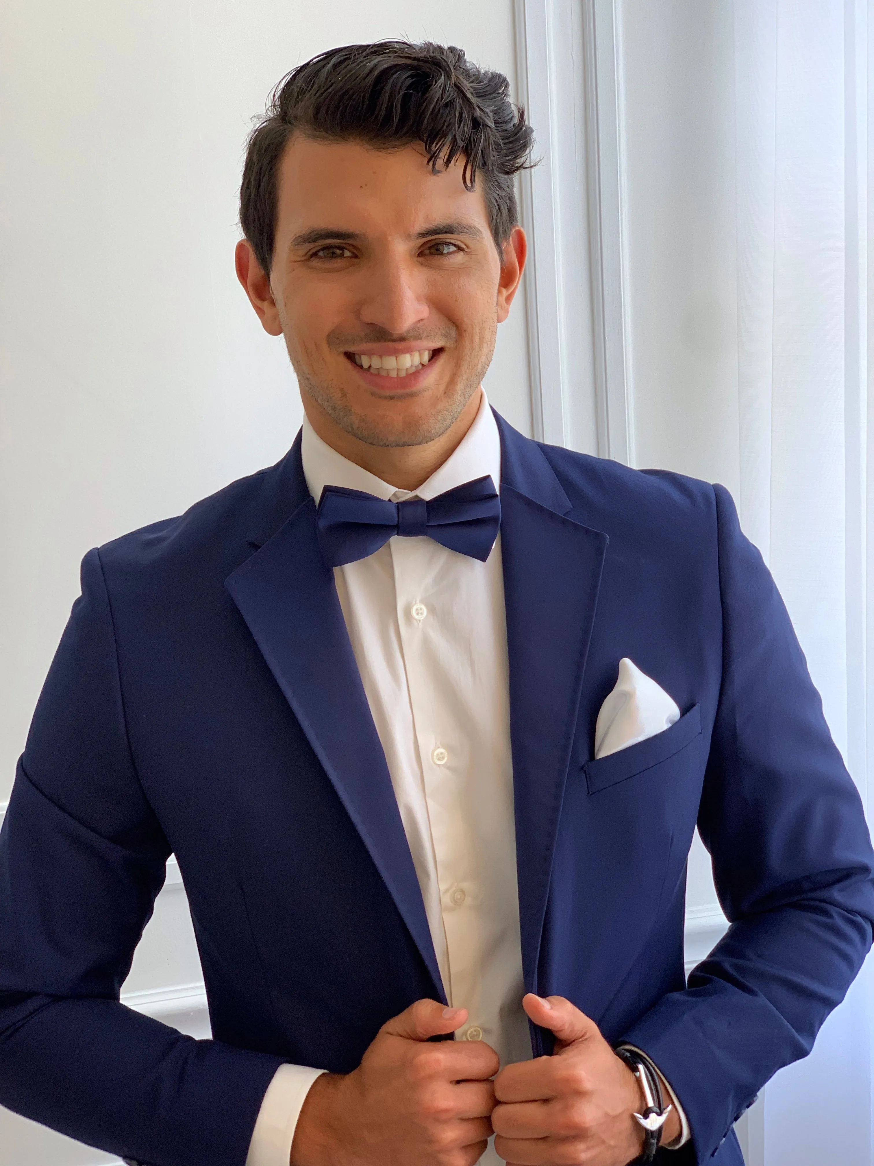 Blue Satin Notch Lapels