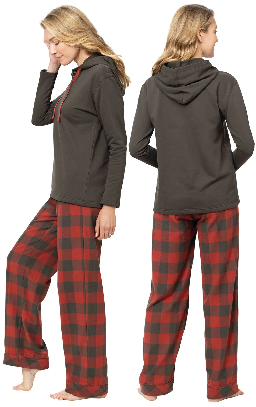 Buffalo Plaid Hoodie Pajamas