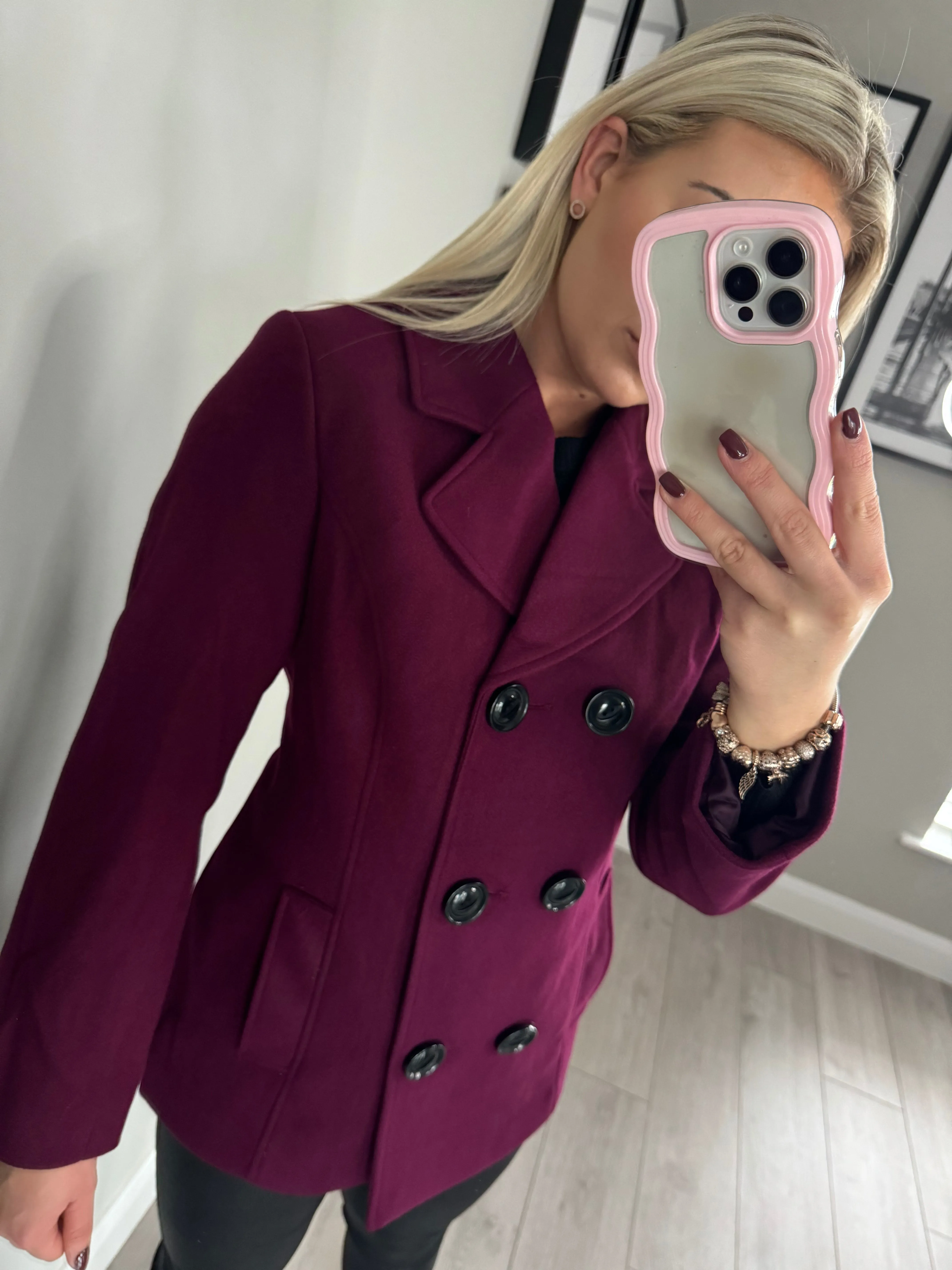 Burgundy Double Breast Coat