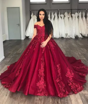Burgundy off shoulder satin long prom dress, burgundy evening dress