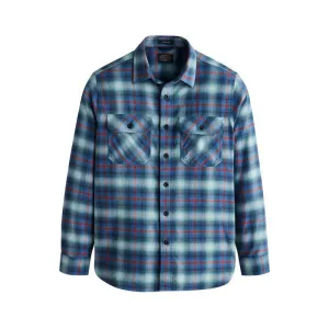 Burnside Flannel Shirt Navy/Aqua/Brick Plaid