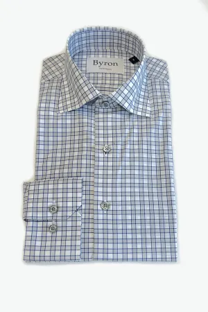Byron Blue Grey Check Performance Shirt