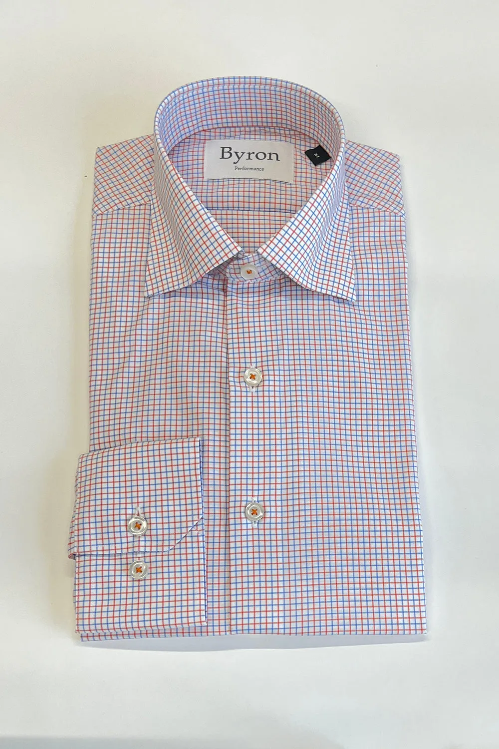 Byron Blue Orange Tattersall Performance Shirt