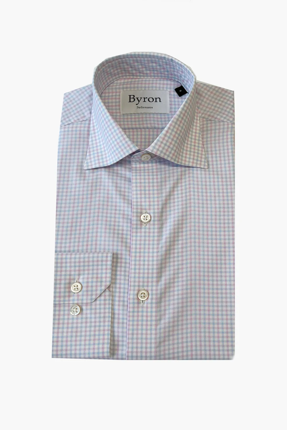 Byron Lilac and Sky Check Performance Shirt Big and Tall