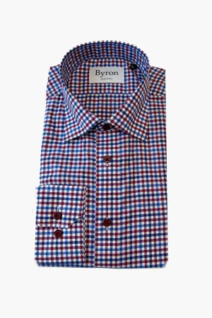 Byron Maroon Blue Tattersall Performance Shirt Big and Tall