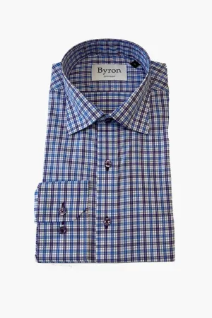 Byron Purple Stacked Check Performance Shirt Big and Tall