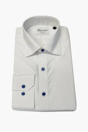 Byron White with Navy Button Performance Shirt