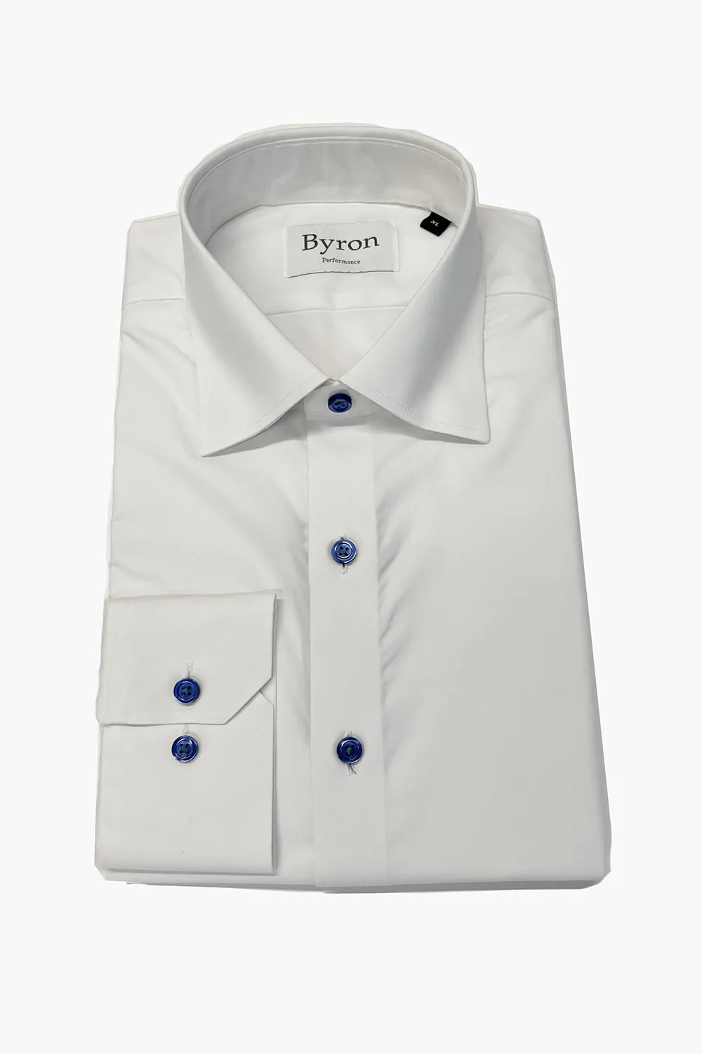Byron White with Navy Button Performance Shirt