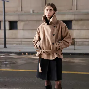 Camel Wool Double-Breasted Coat