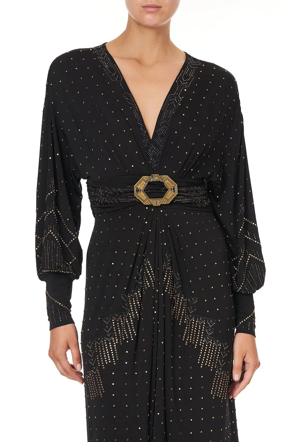 CAMILLA Belted Jersey Dress DRIPPING IN DECO