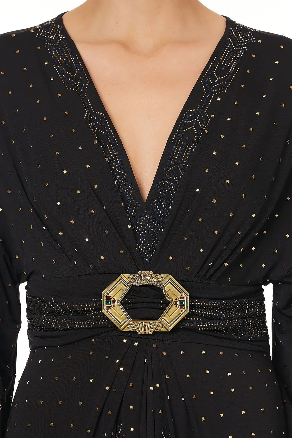 CAMILLA Belted Jersey Dress DRIPPING IN DECO