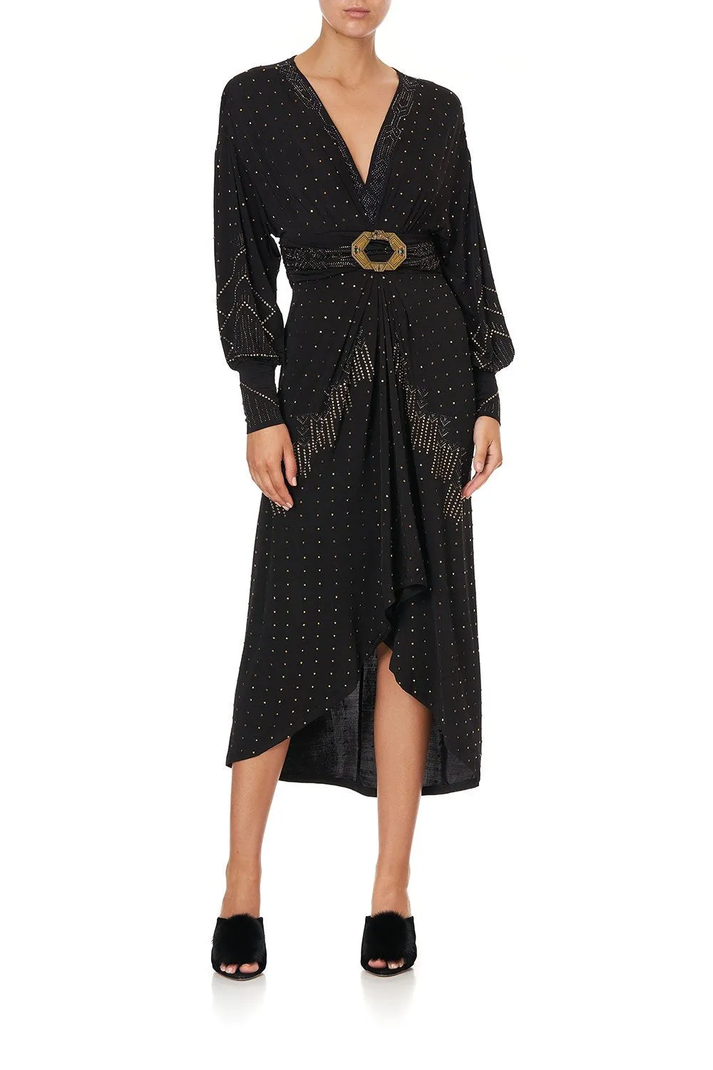 CAMILLA Belted Jersey Dress DRIPPING IN DECO