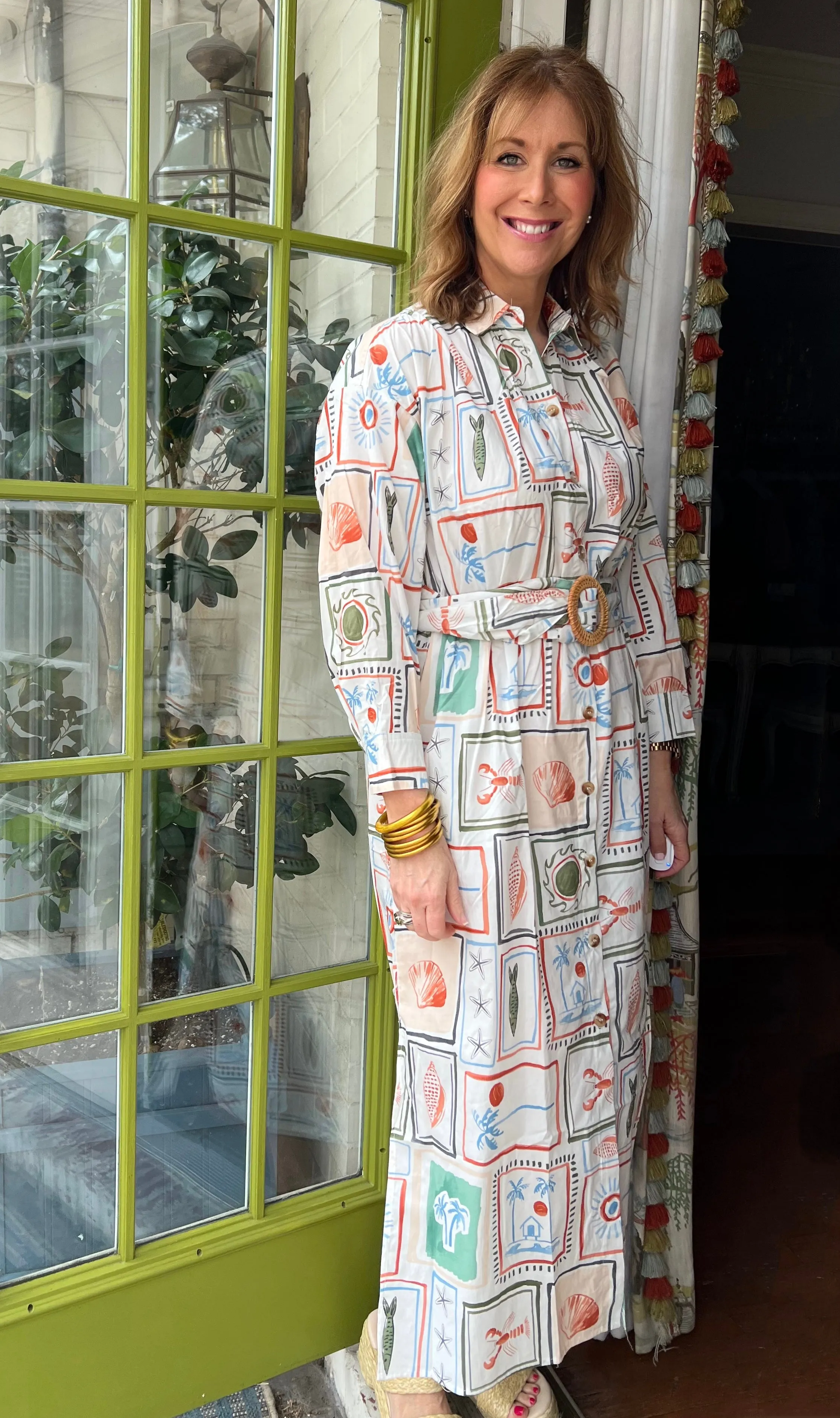 Capri Stamped Shirt Dress