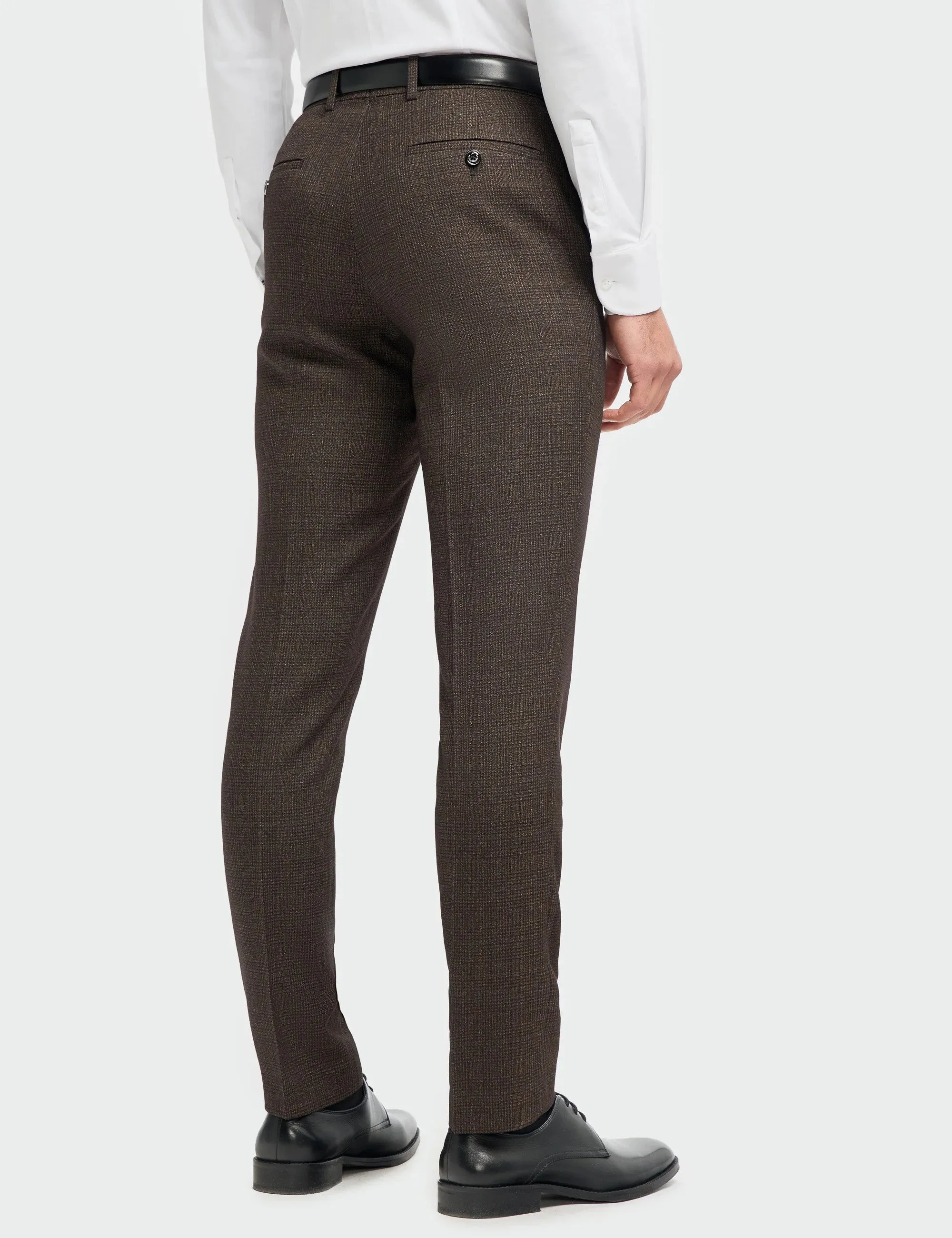 CARIDI – BROWN CHECK TAILORED FIT TROUSERS