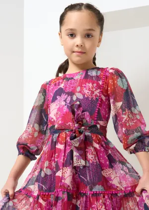 Carmen Pink Belted Patchwork Dress