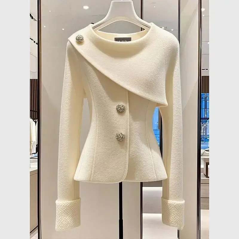 Chic Jacket Women's Overcoat Fashion Sweet Slim Single Breasted Casual Professional Coat Outwear Tops