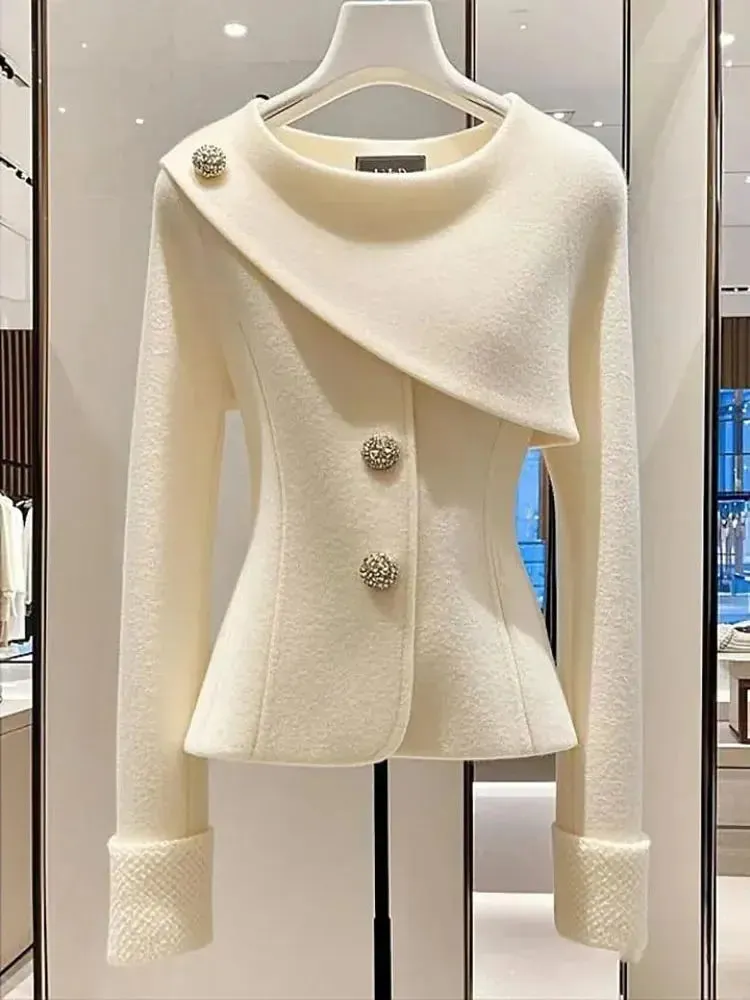 Chic Jacket Women's Overcoat Fashion Sweet Slim Single Breasted Casual Professional Coat Outwear Tops