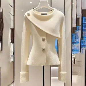 Chic Jacket Women's Overcoat Fashion Sweet Slim Single Breasted Casual Professional Coat Outwear Tops