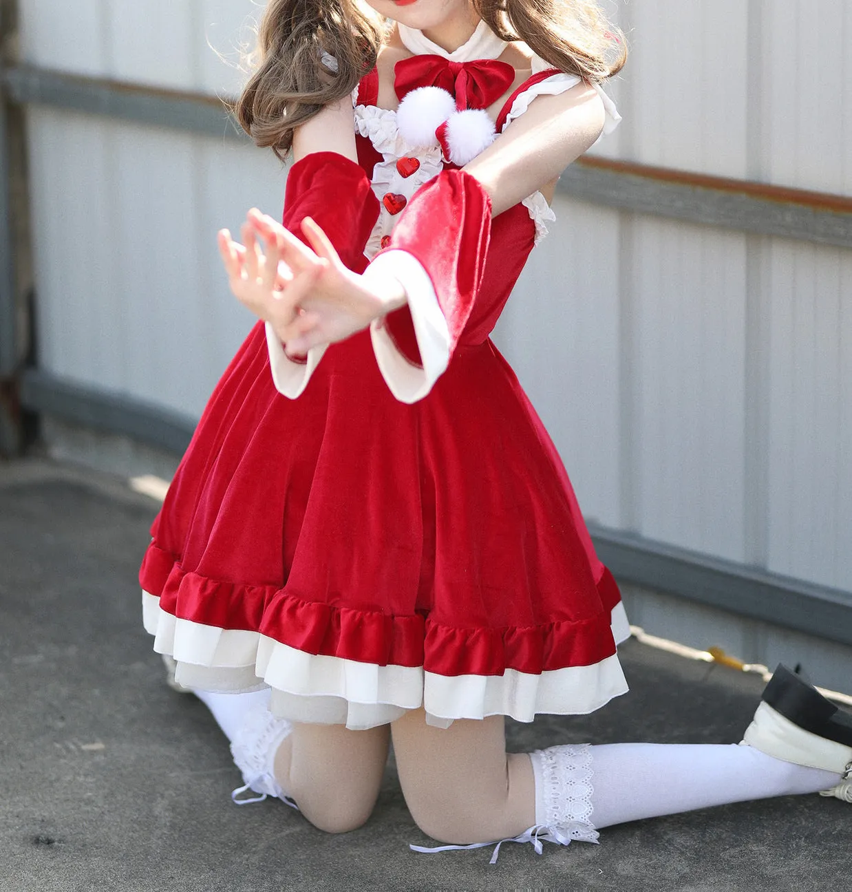 Christmas Role Play Party Red Pink Lolita Suit