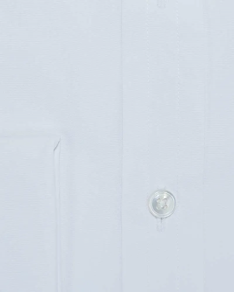 Classic Fit Plain White Cotton Poplin Shirt with Cut-away Collar & Double Cuff