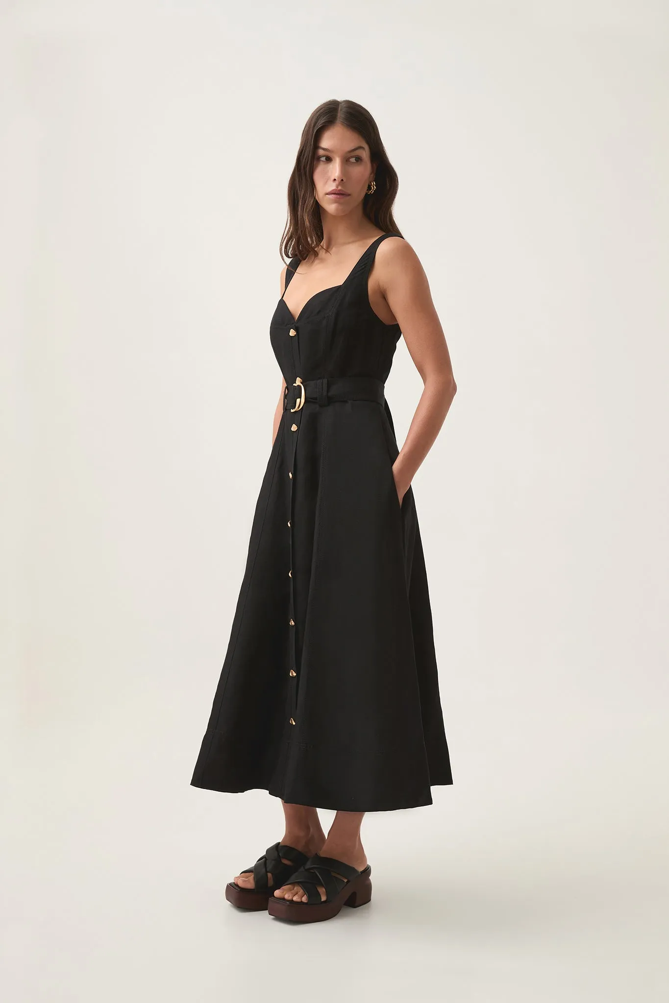 Clay Belted Midi Dress