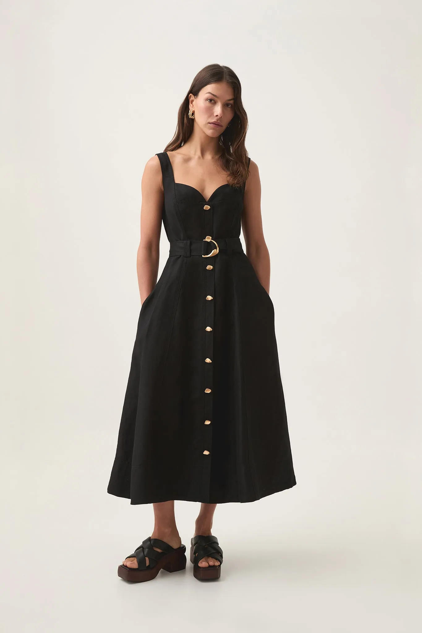 Clay Belted Midi Dress