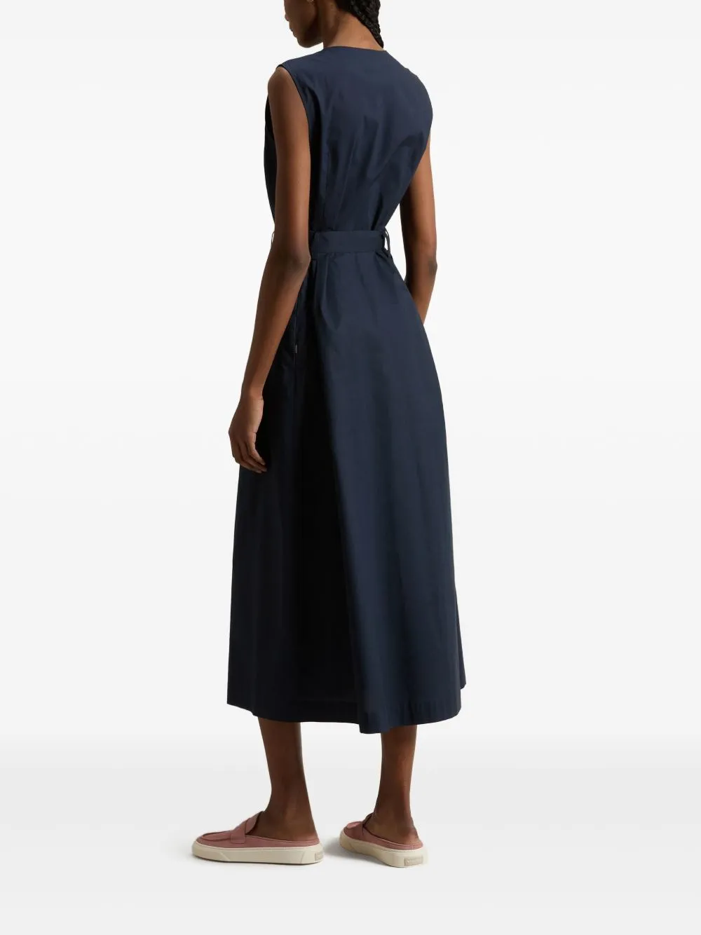 Cotton long belted dress