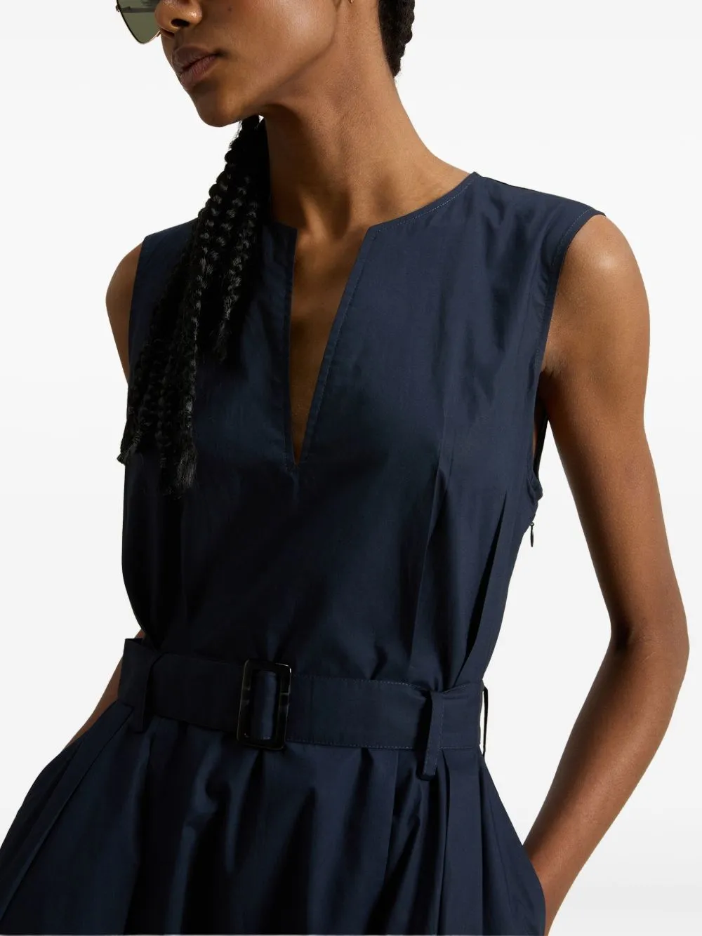 Cotton long belted dress