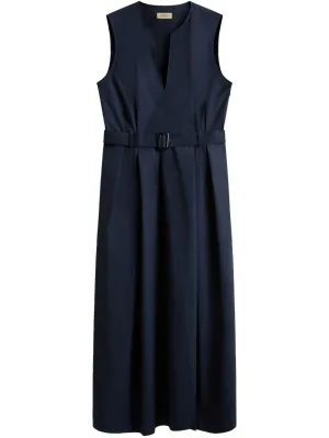 Cotton long belted dress