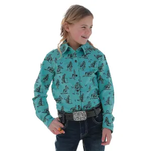 Cruel Girls Western Print Girls L/S Shirt CTW3220038
