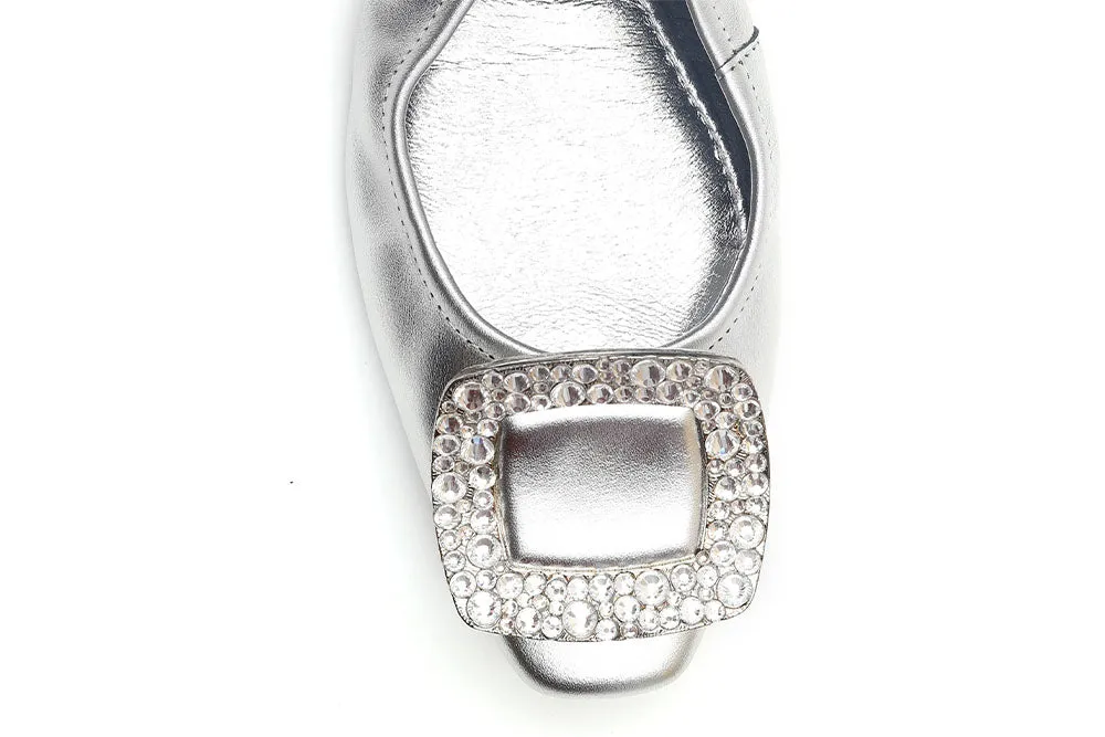 Crystal Buckle Foldable Flats
