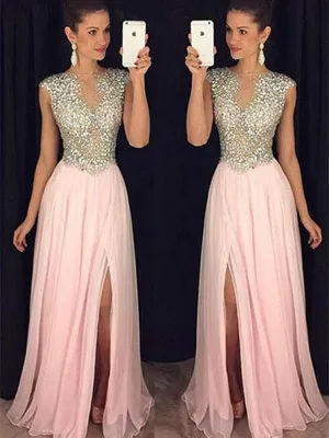Custom Made Round Neck Sleeveless Pink Prom Dress, Pink Formal Dress, Graduation Dress