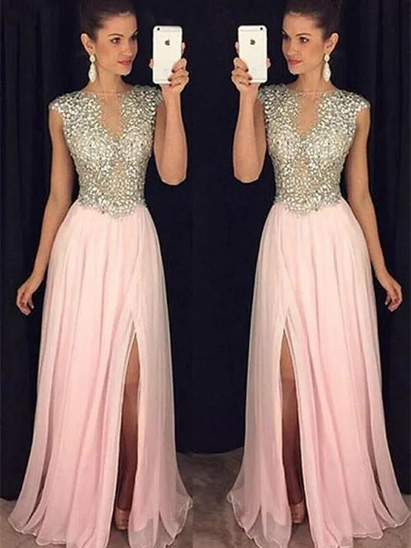 Custom Made Round Neck Sleeveless Pink Prom Dress, Pink Formal Dress, Graduation Dress
