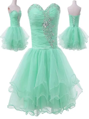 Custom Made Sweetheart Neck Green Short Prom Dresses, Short Homecoming Dresses, Short Formal Dresses