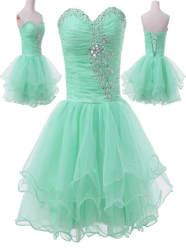 Custom Made Sweetheart Neck Green Short Prom Dresses, Short Homecoming Dresses, Short Formal Dresses