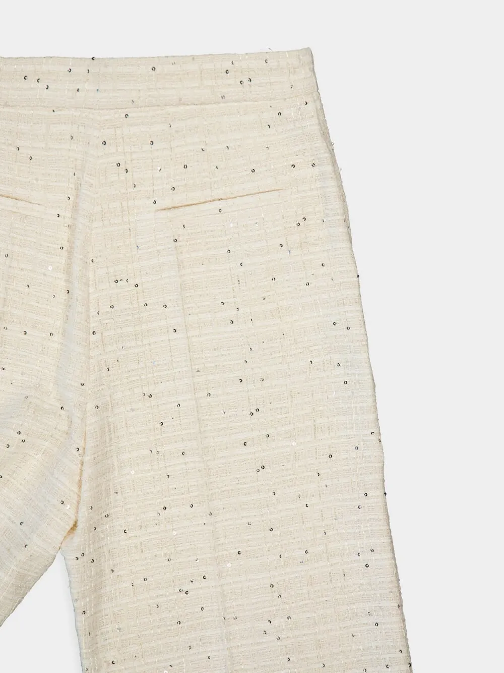 Delicate Tweed Wide-Leg Trousers
