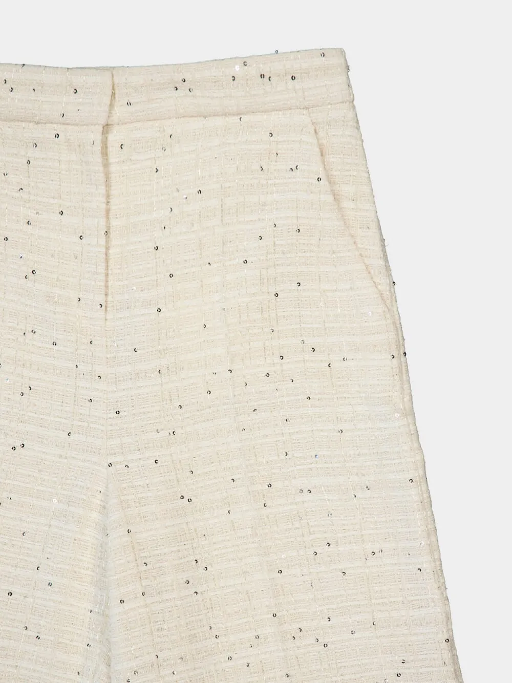 Delicate Tweed Wide-Leg Trousers