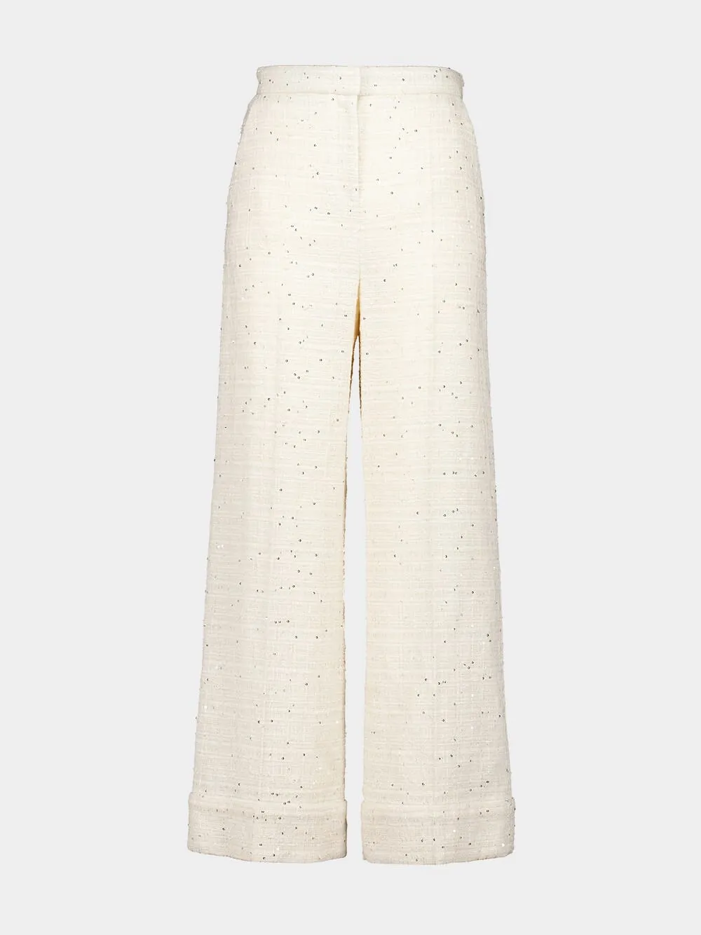 Delicate Tweed Wide-Leg Trousers
