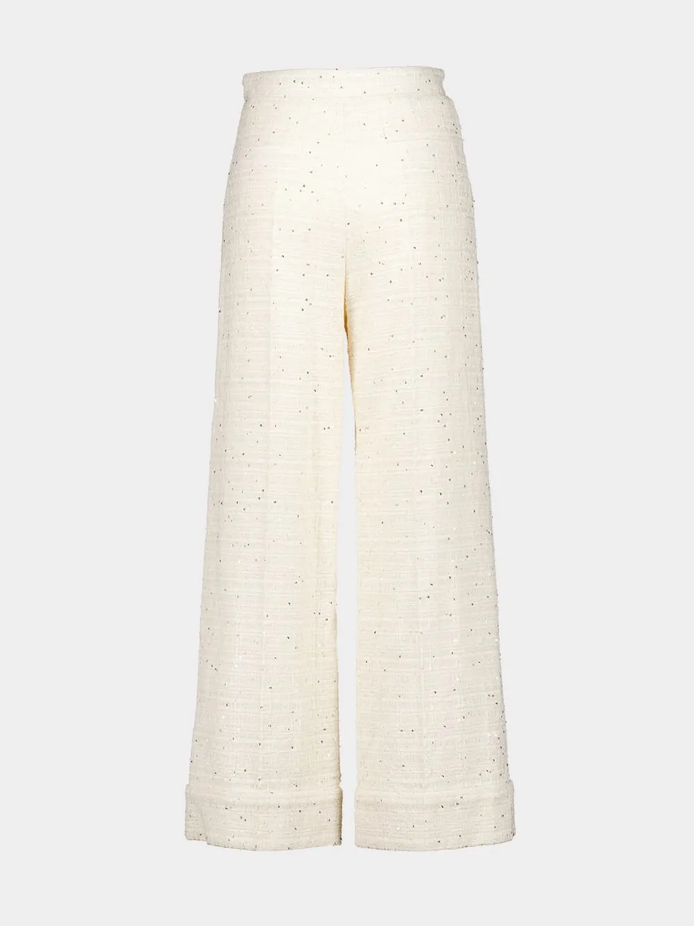 Delicate Tweed Wide-Leg Trousers