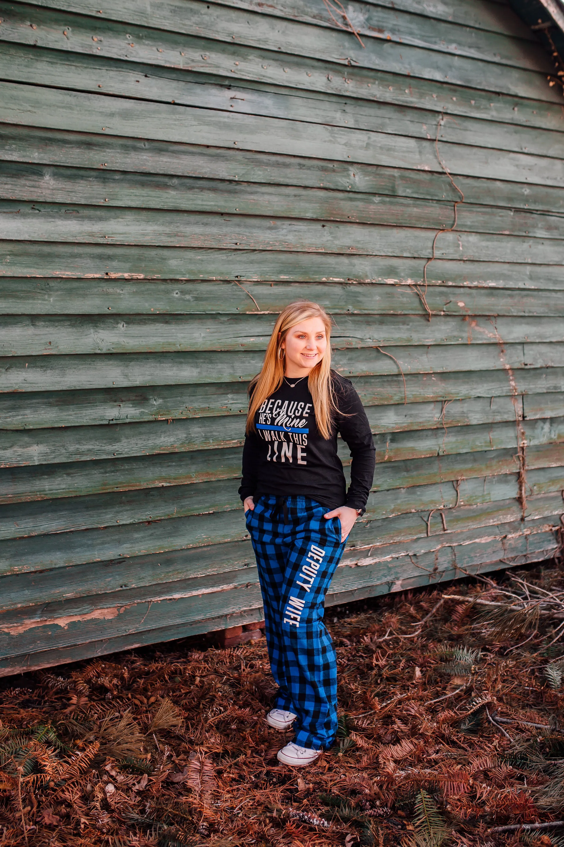Deputy Wife Flannel Pants With Pockets (Royal Blue/Black Buffalo) // FINAL SALE