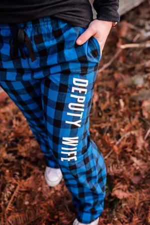 Deputy Wife Flannel Pants With Pockets (Royal Blue/Black Buffalo) // FINAL SALE