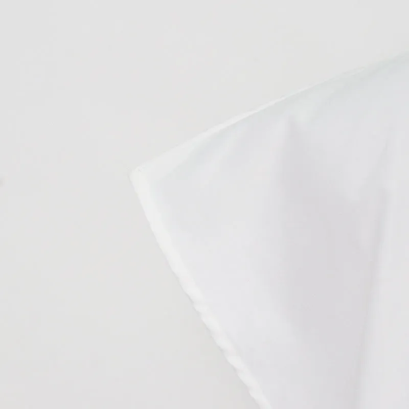 Design Sense Inverted Triangle Irregular Lapel Collar Button Placket Blouse - White